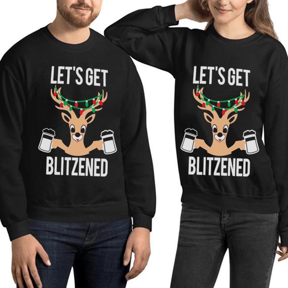 Let Get Blitzened Reindeer Wine Christmas Sweatshirts Let Get Blitzened Reindeer Wine Christmas Sweatshirts