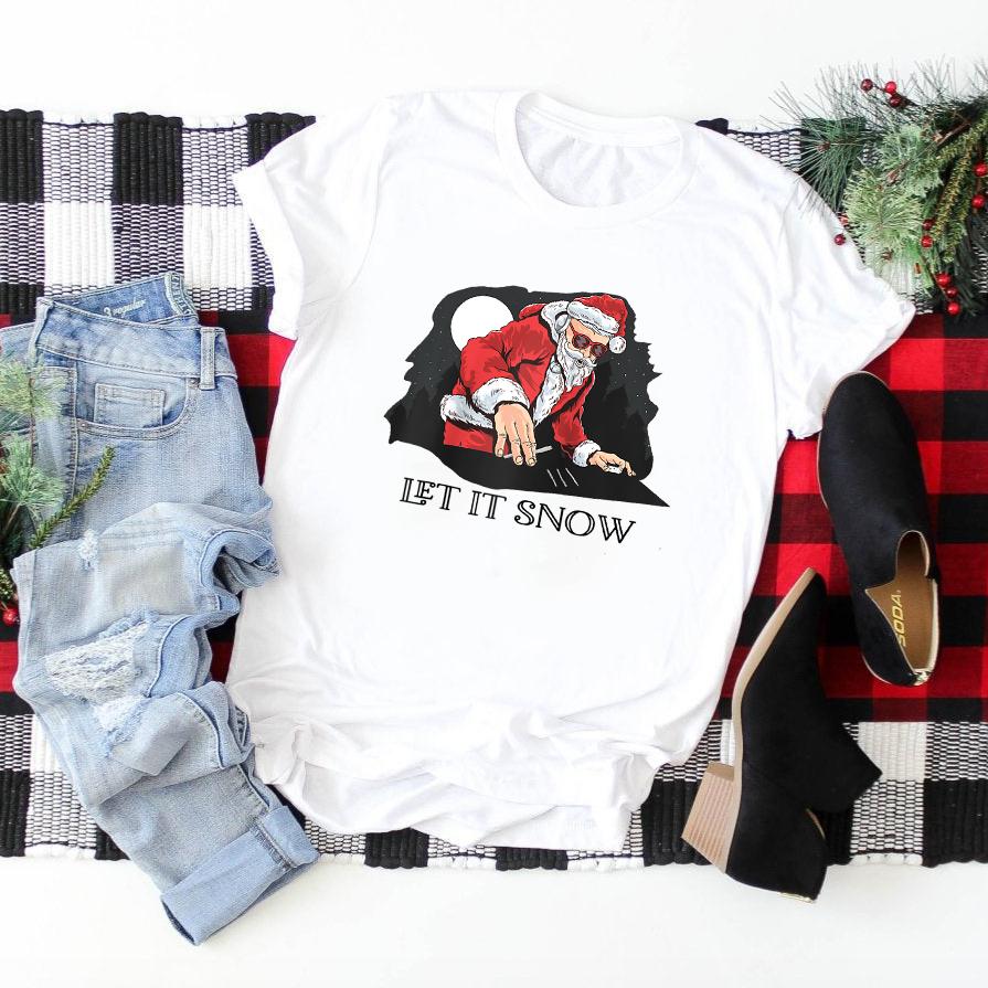 Let it Snow Cocaine Funny Gift Idea Santa Ugly Xmas Sweater Raglan Baseball Tee GST
