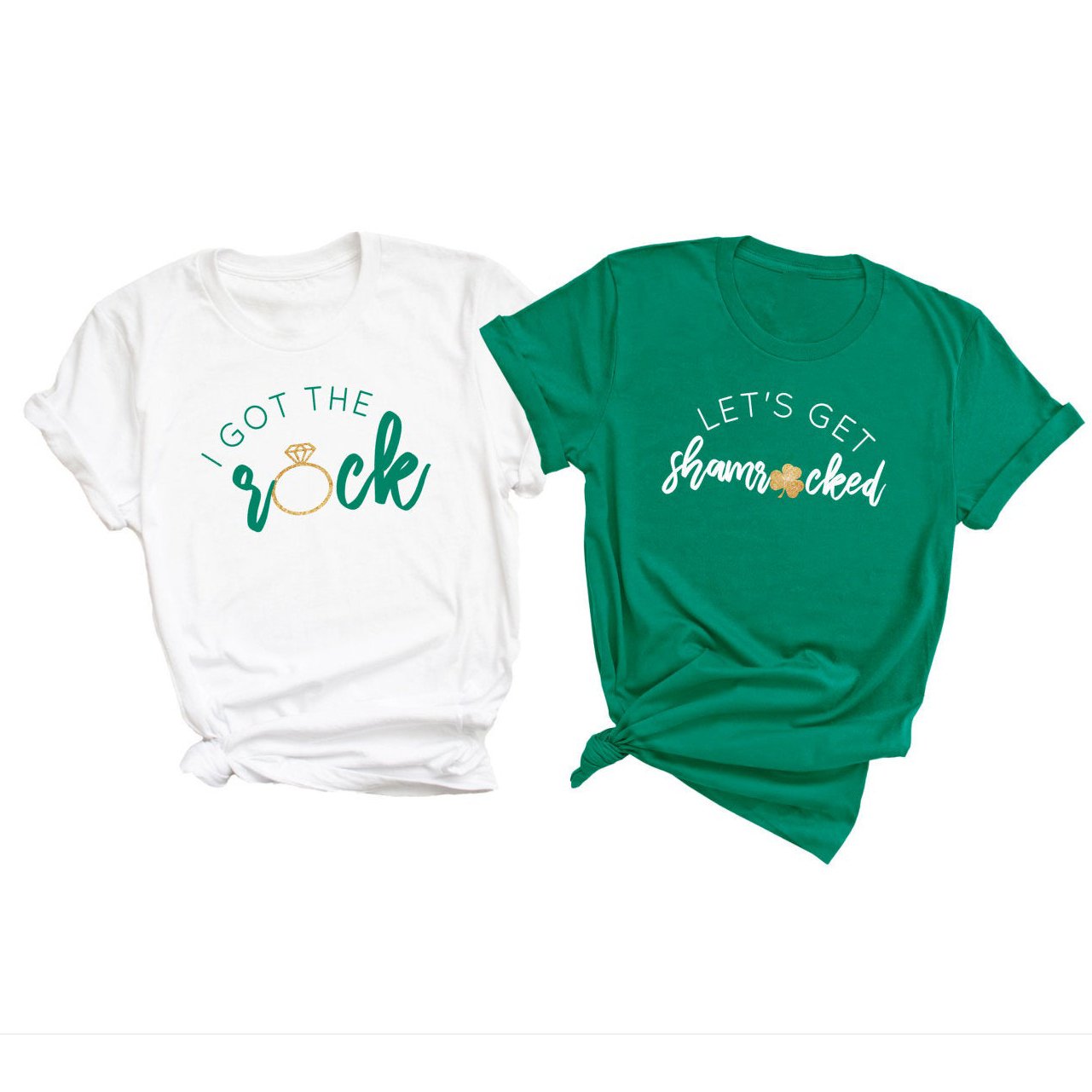 Let?s get shamrocked I got the rock engagement announcement matching shirt ? GST