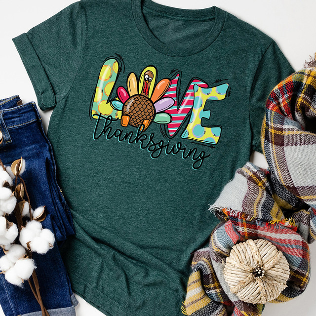 Love Thanksgiving Turkey T-Shirt For Women