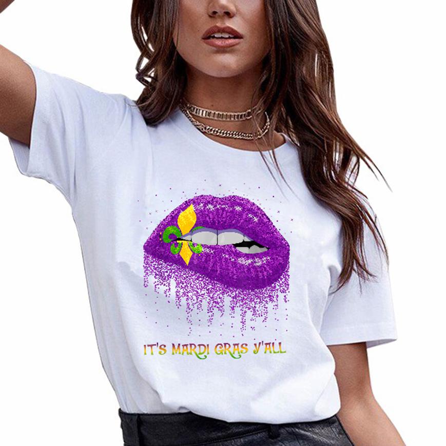 Mardi gras ? Fleur de lys purple lips biting it?s mardi gras y?all t-shirt ? GST
