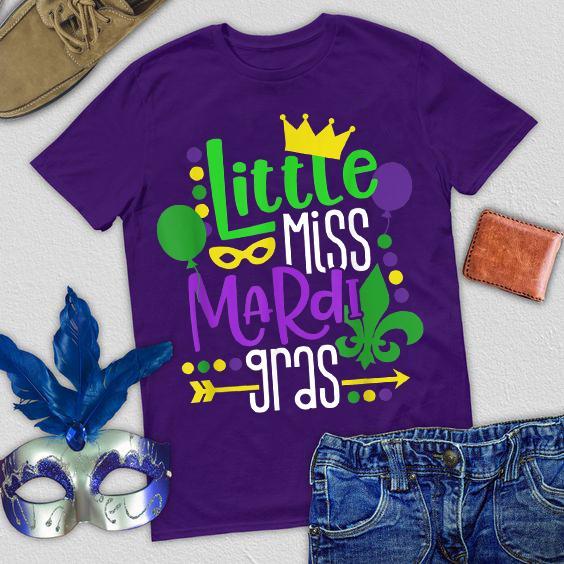 Mardi gras ? Little miss mardi gras shirt for kids for women ? GST