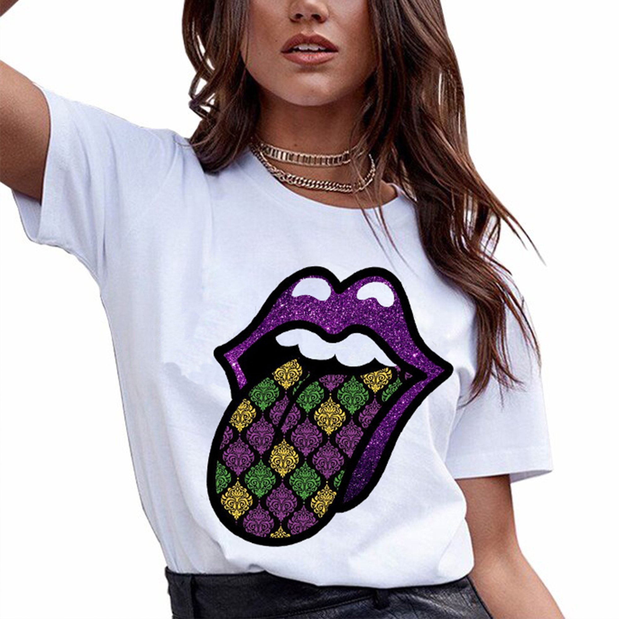 Mardi gras ? Mardi gras lips sublimation shirt for women ? GST Mardi gras ? Mardi gras lips sublimation shirt for women ? GST