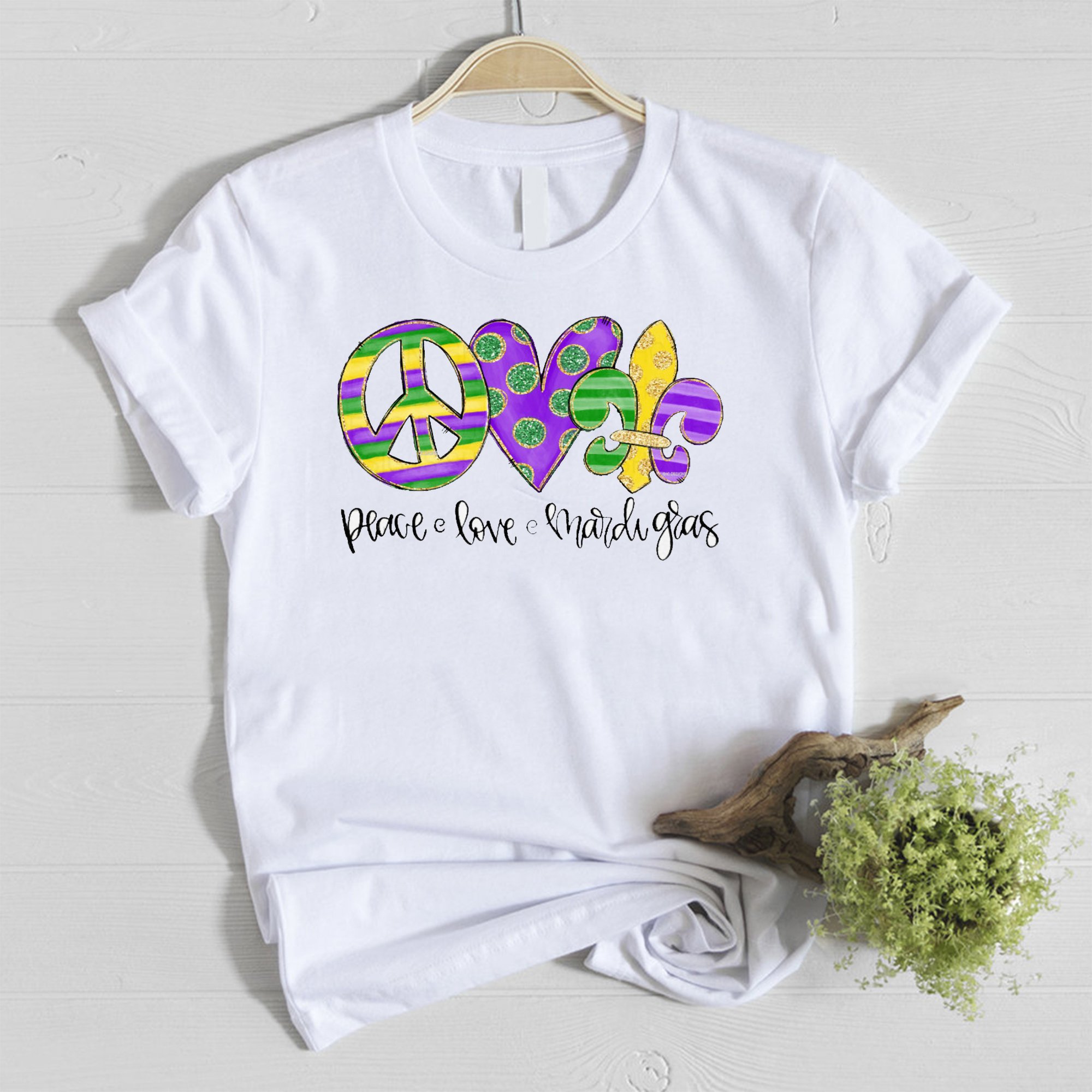 Mardi gras ? Peace love mardi gras sublimation shirt ? GST