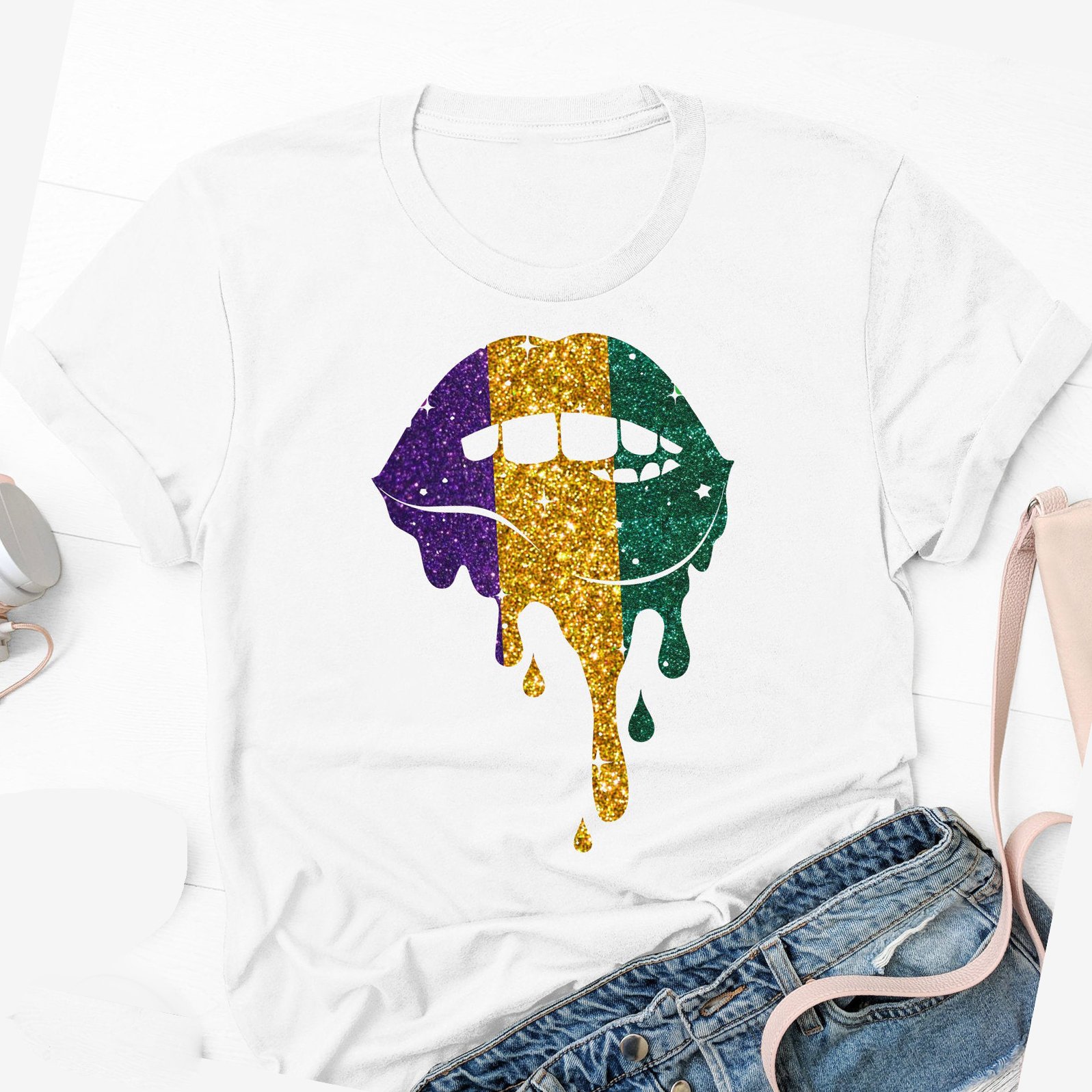 Mardi gras sublimation lip shirt ? GST Mardi gras sublimation lip shirt ? GST