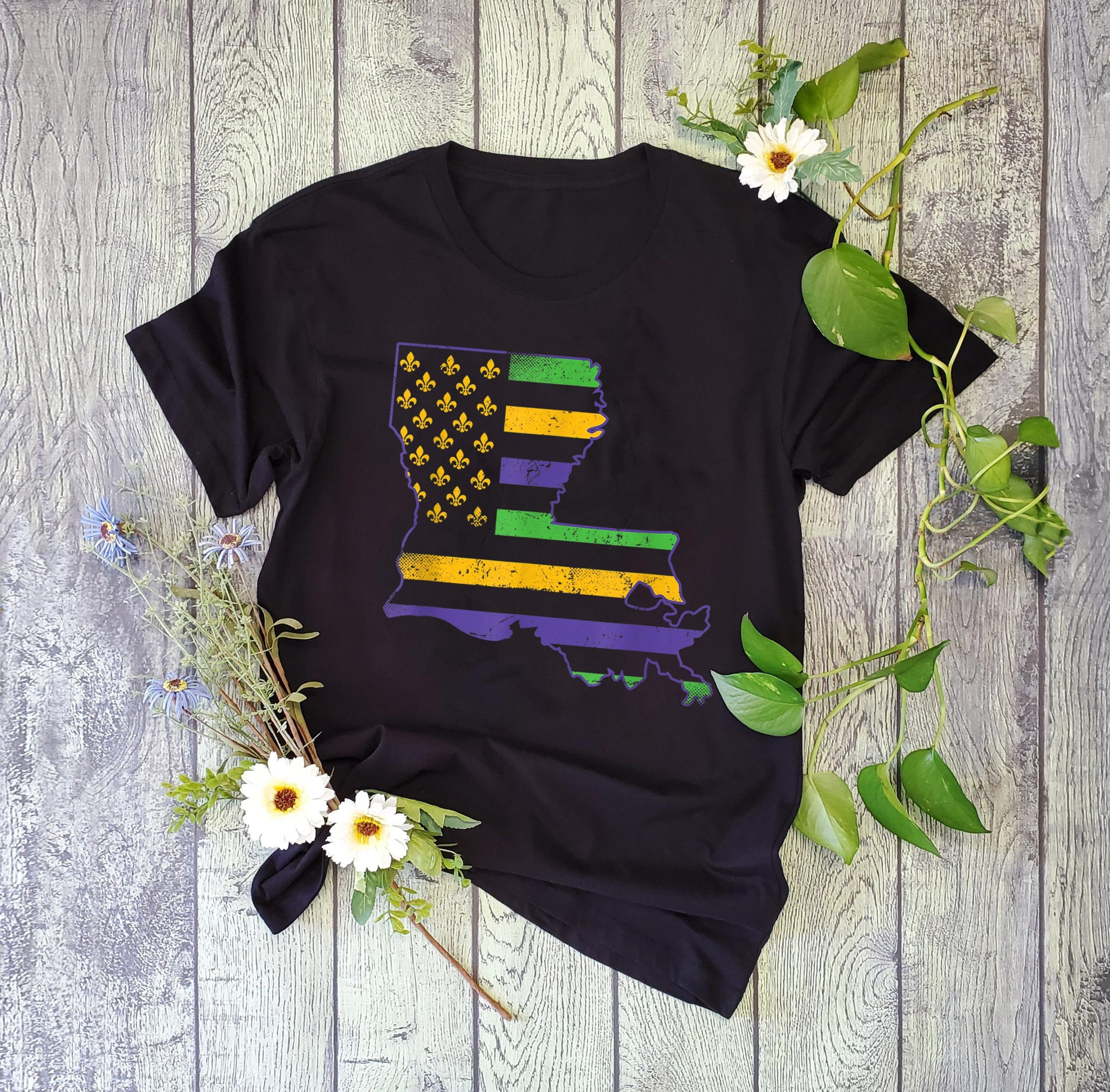 Mardi gras ? Vintage us new orleans mardi gras flag fleur de lis t-shirt ? GST