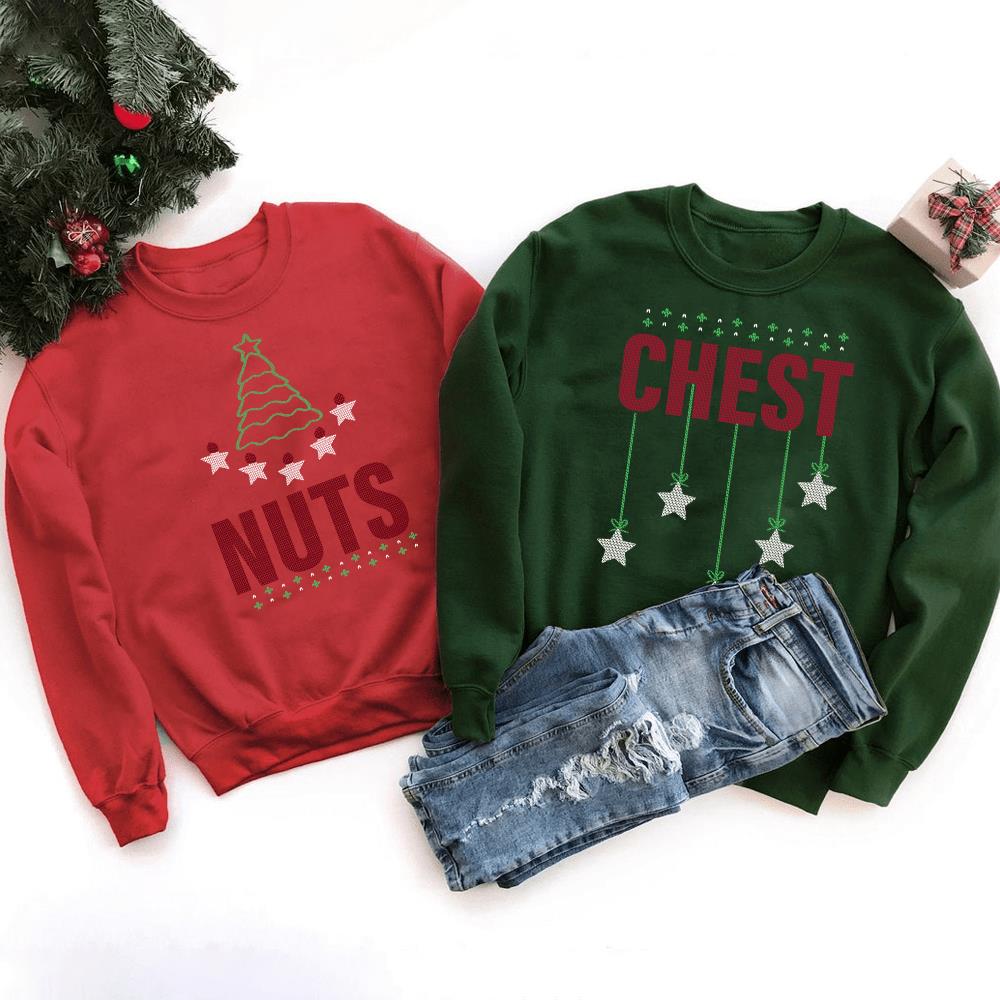 Matching ugly christmas sweater ? chest nut couples christmas shirt ? GST Matching ugly christmas sweater ? chest nut couples christmas shirt ? GST