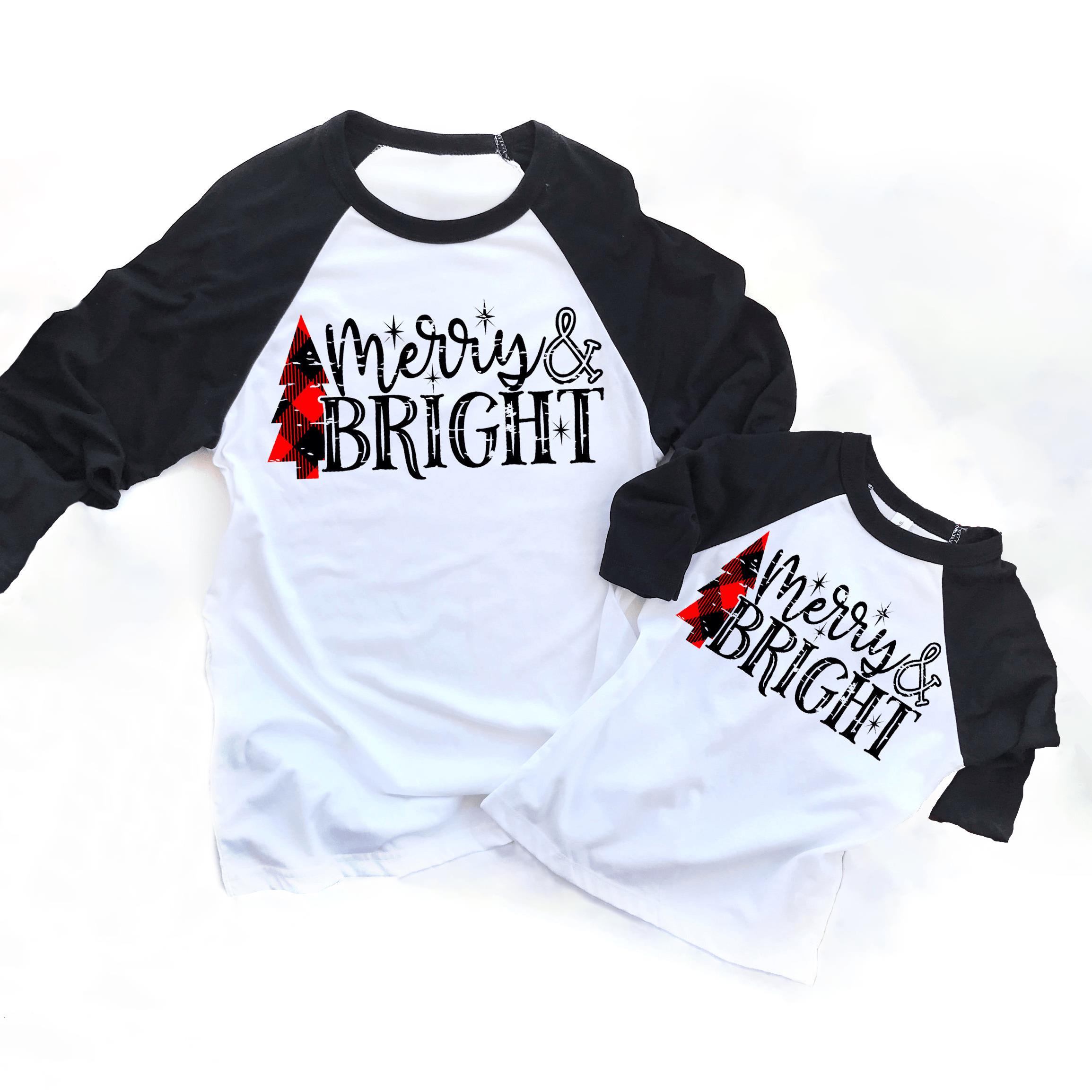 Merry and bright raglan mommy and me matching shirt set ? GST