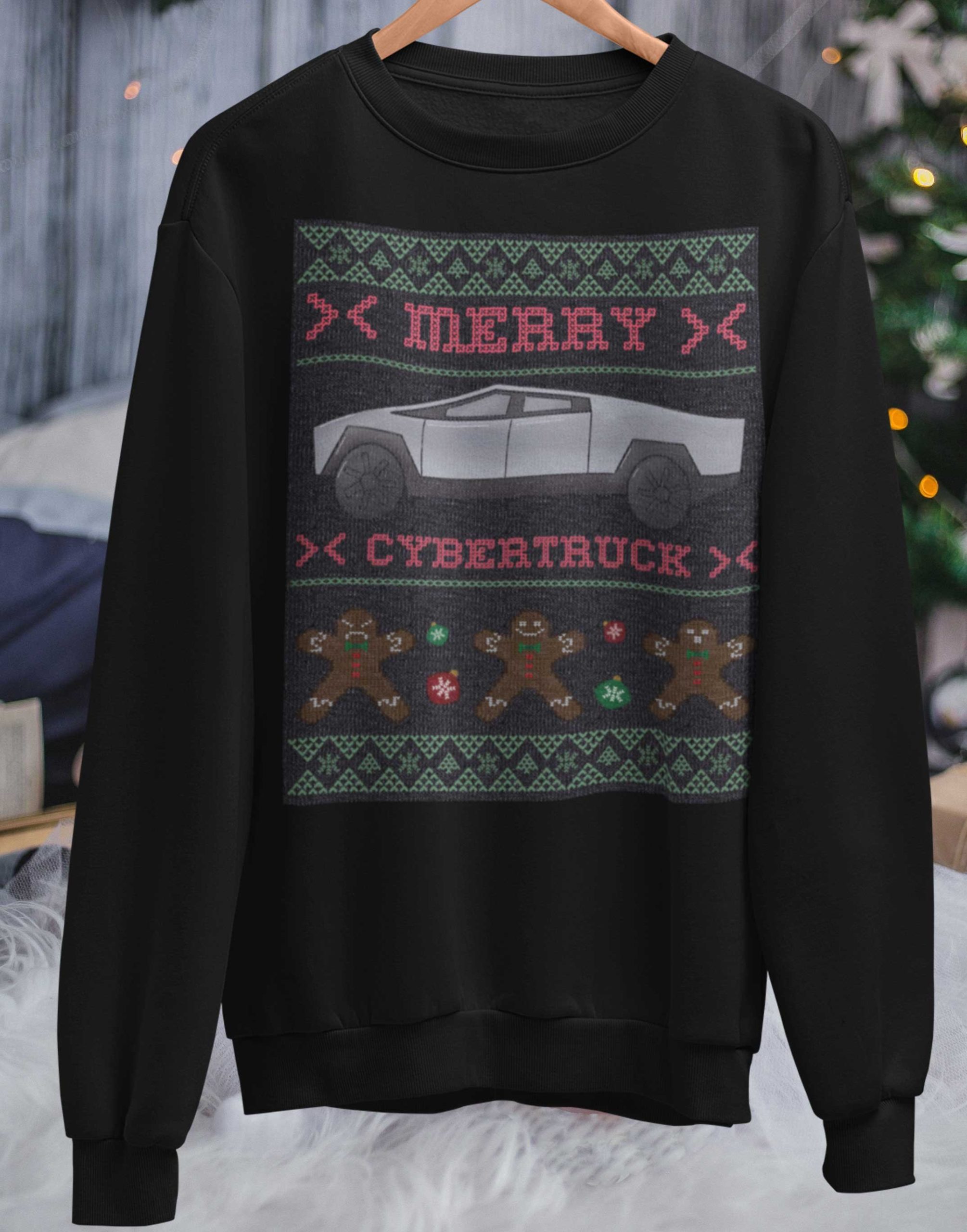 Merry Christmas Cybertruck ugly christmas sweatshirt, gift for dad, funny meme shirt, cybertruck shirt, best friend gift, gift for him, christmas gift for husband, gift for father in law