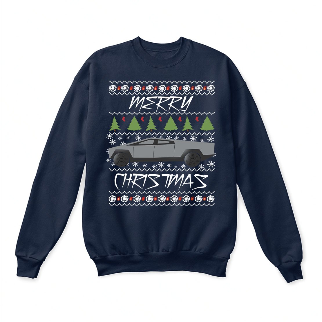 Merry Christmas Cybertruck ugly christmas sweatshirt-GST Merry Christmas Cybertruck ugly christmas sweatshirt-GST