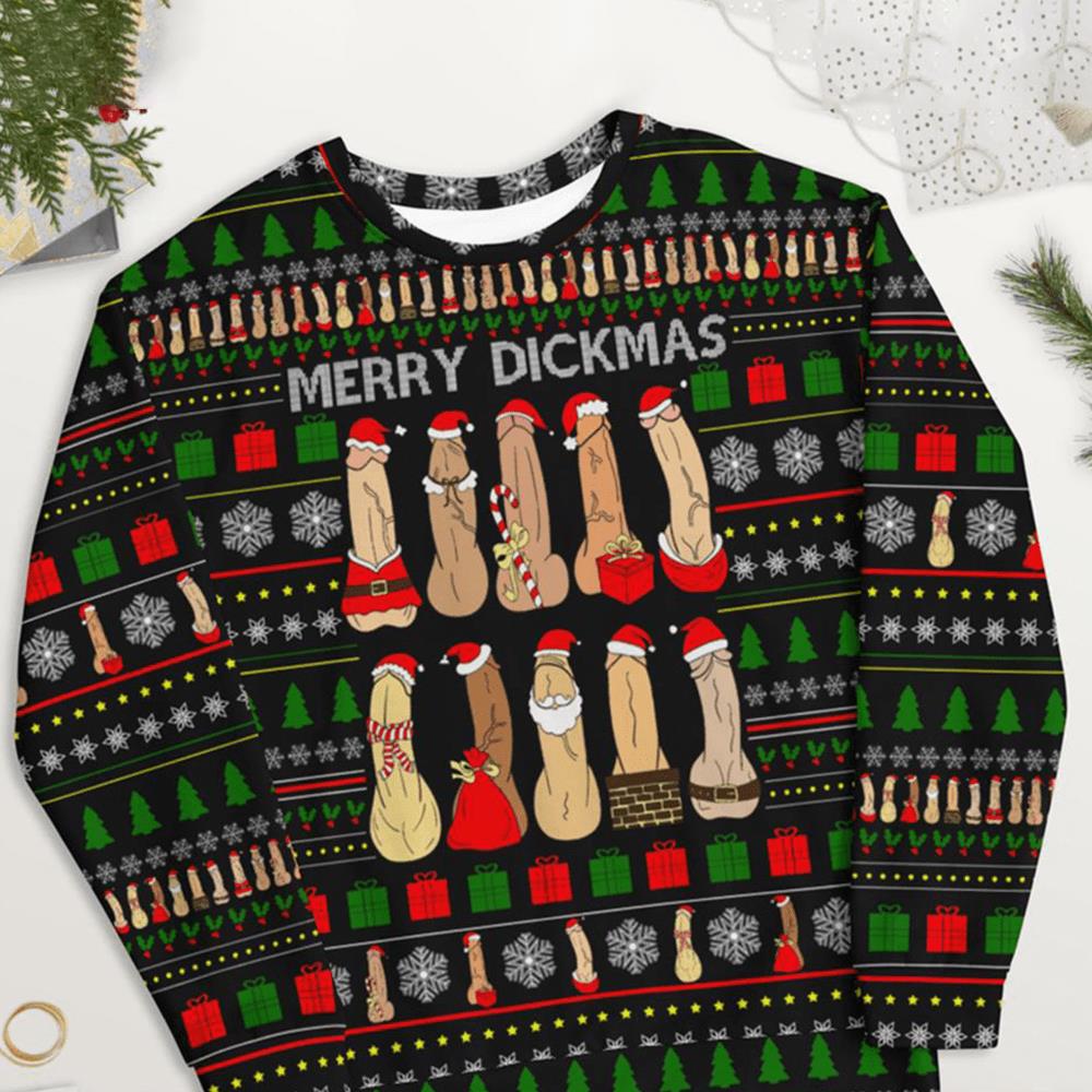 Merry Dickmas Full Print Christmas Sweater Merry Dickmas Full Print Christmas Sweater