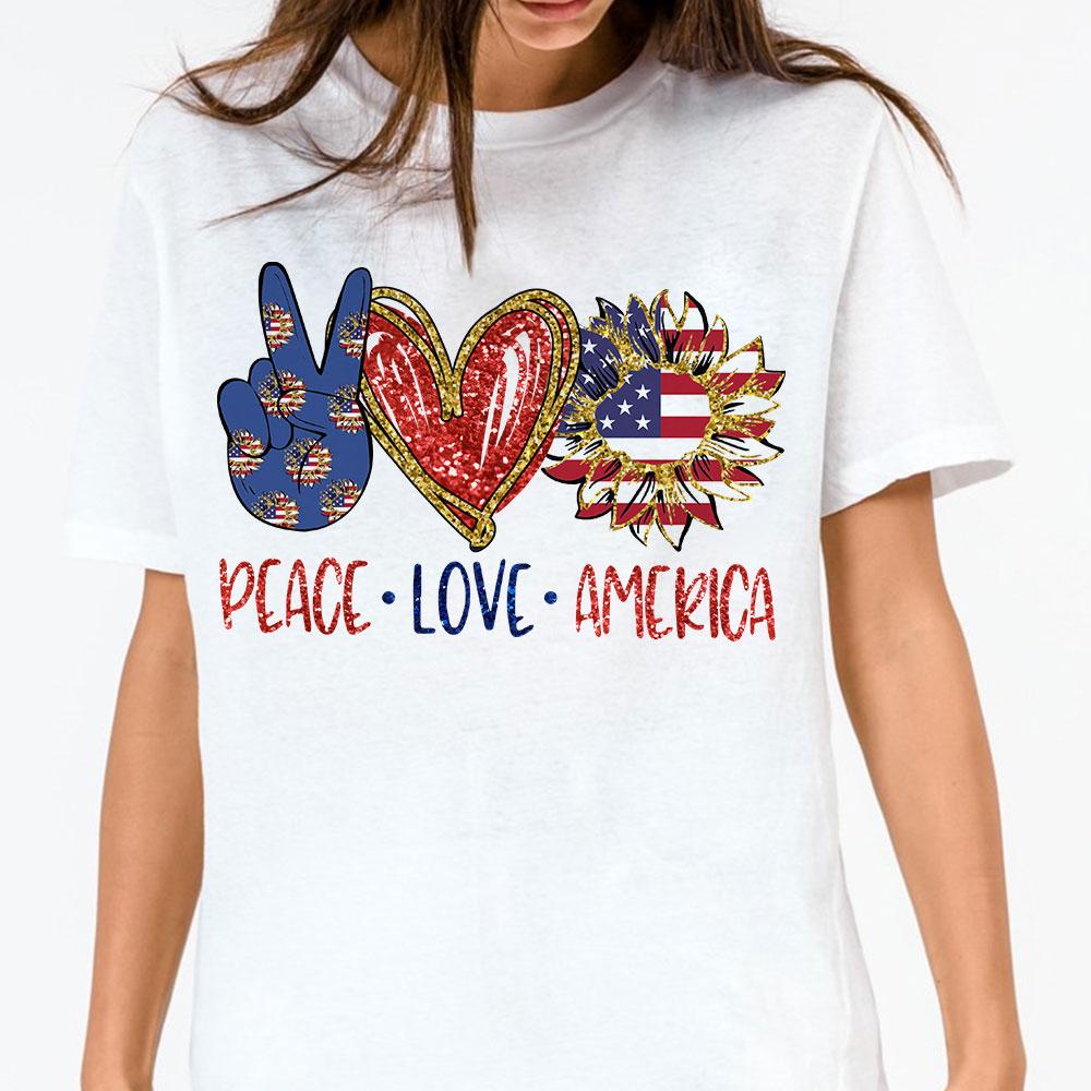 Peace Love American Flag 4th Of July Pride Shirt