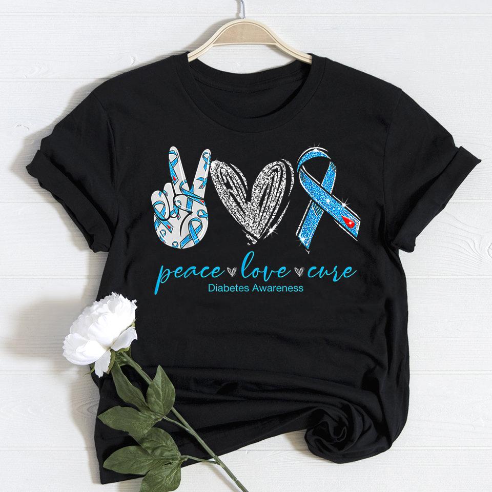 Peace love cure diabetes awareness month t-shirt ? GST Peace love cure diabetes awareness month t-shirt ? GST