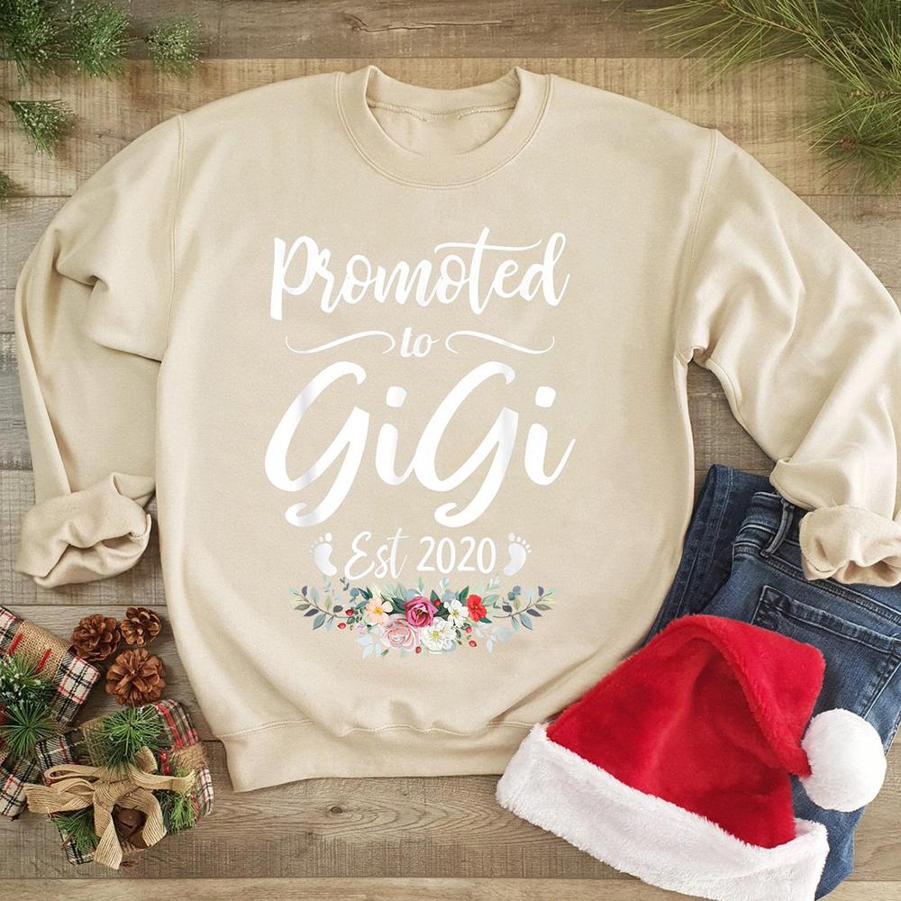 Promoted to gigi est 2020 mothers day new grandma sweater, gift for grandma, gift ideas for grandma, grandma gift ideas, gift for grandmother, perfect gift for grandmother, meaningful gifts for grandma, gifts for mom ? GST