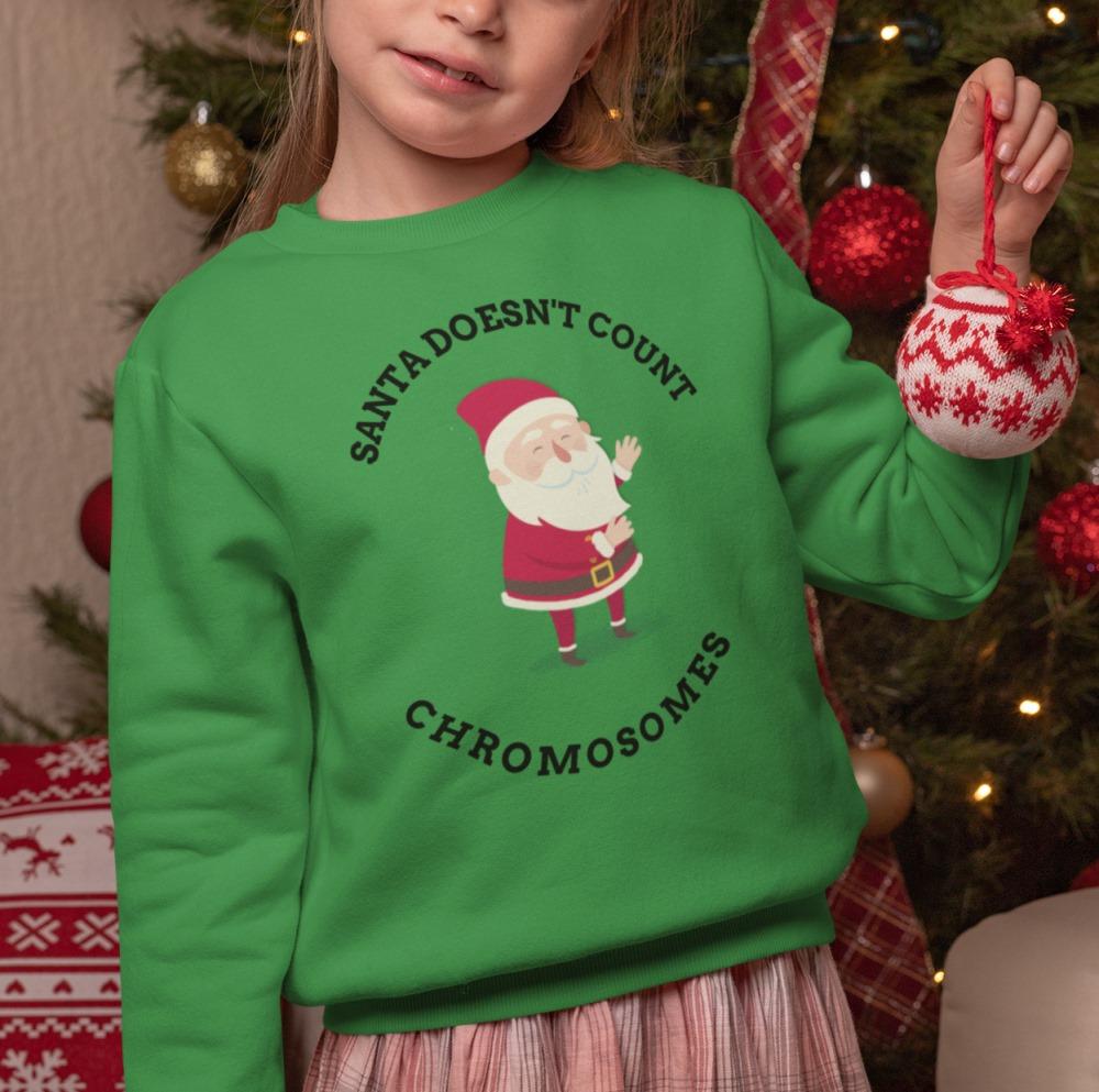 Santa doesn?t count chromosomes sweater, christmas shirts, christmas gifts, christmas sweater, santa christmas sweater, santa sweater, gifts for daughter, gifts for teen girl ? GST