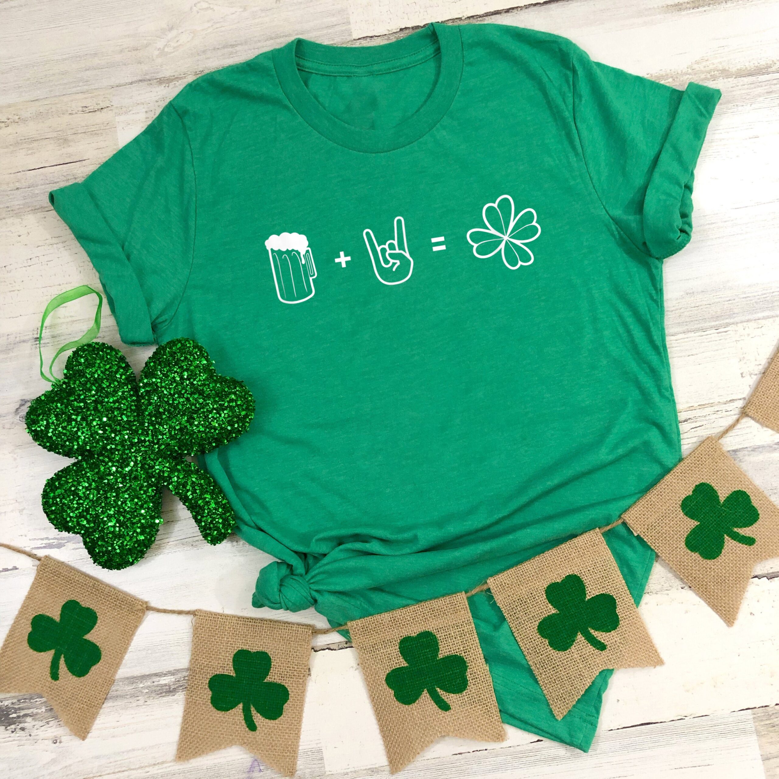 St patricks day irish green shamrock beer rock horns t-shirt ? GST