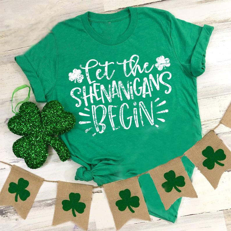 St patricks day ? Let the shenanigans begin irish shamrock t shirt ? GST
