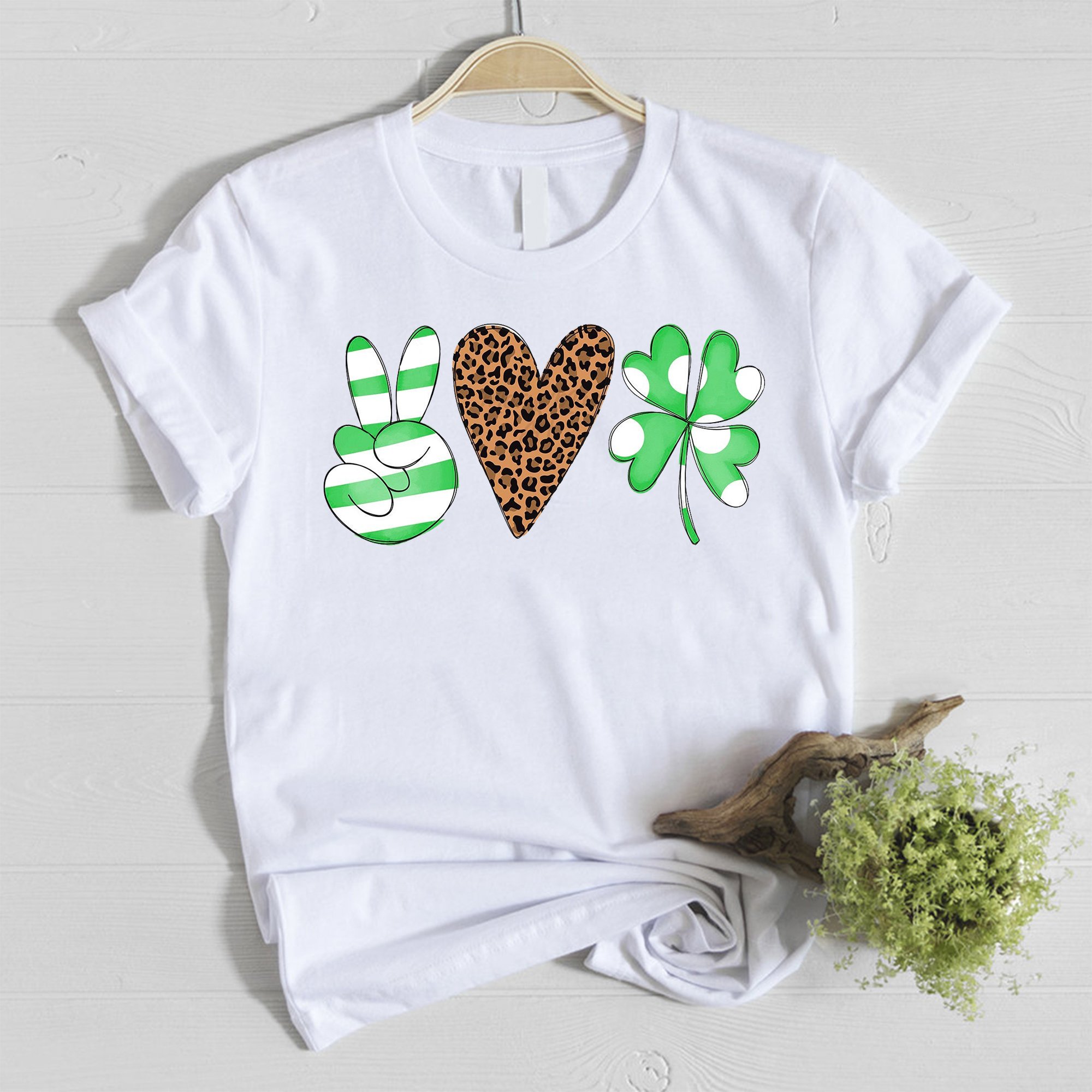 St patricks day ? Peace love st patrick?s day clover sublimation transfer shirt ? GST
