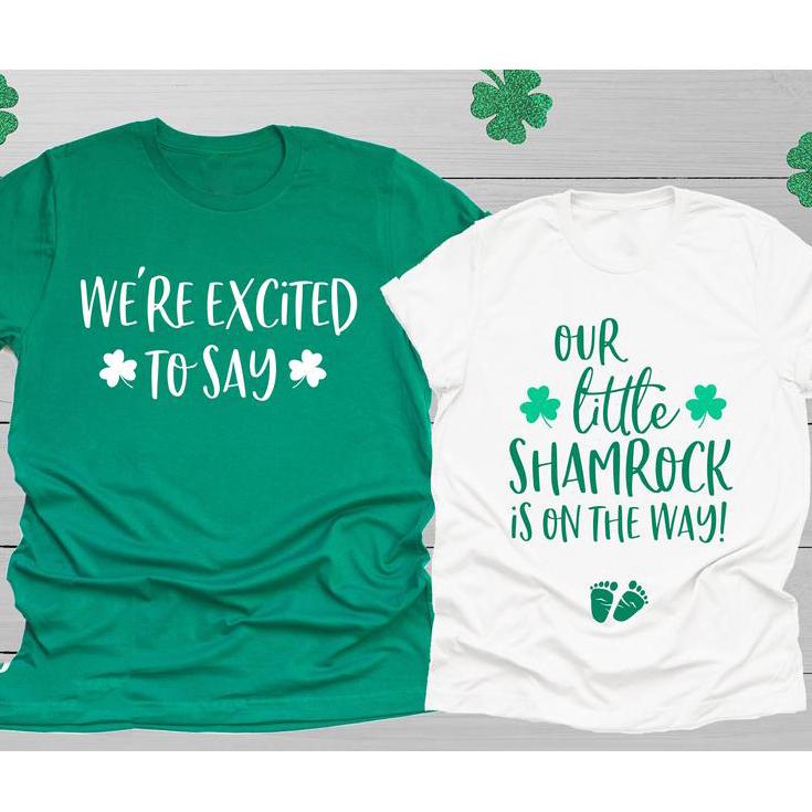 St patricks day pregnancy announcement couple shirt ? GST St patricks day pregnancy announcement couple shirt ? GST