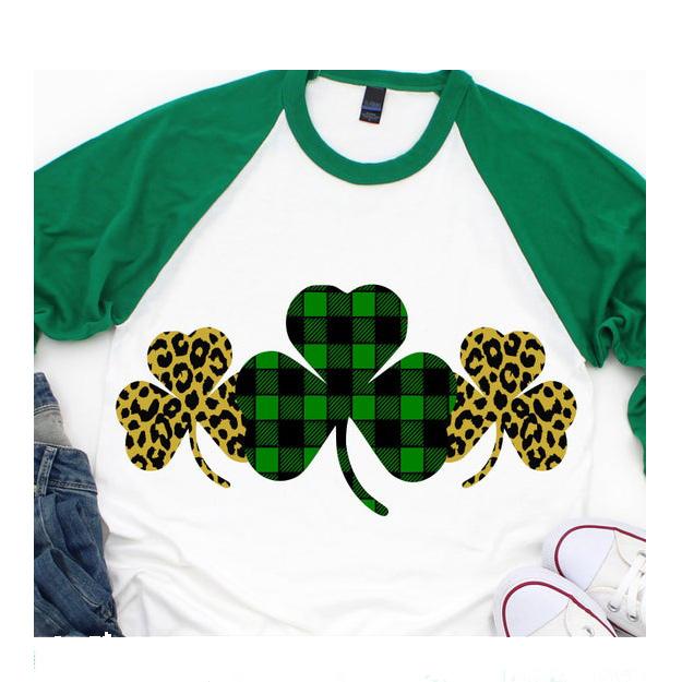 St patricks day ? St patrick?s day shamrock plaid leopard irish shirt ? GST
