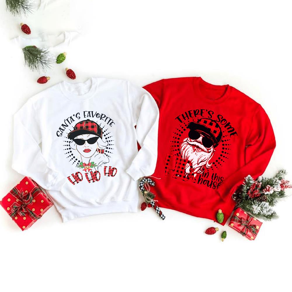 There are Some Ho In This House Santa Christmas Sweater For Couple Sweatshirt