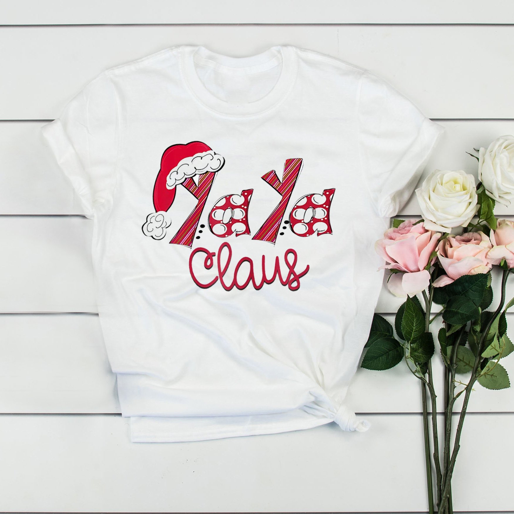 Womens yaya claus christmas santa claus hat grandma gift t-shirt, gift for grandma, gift ideas for grandma, grandma gift ideas, gift for grandmother, perfect gift for grandmother, meaningful gifts for grandma ? GST