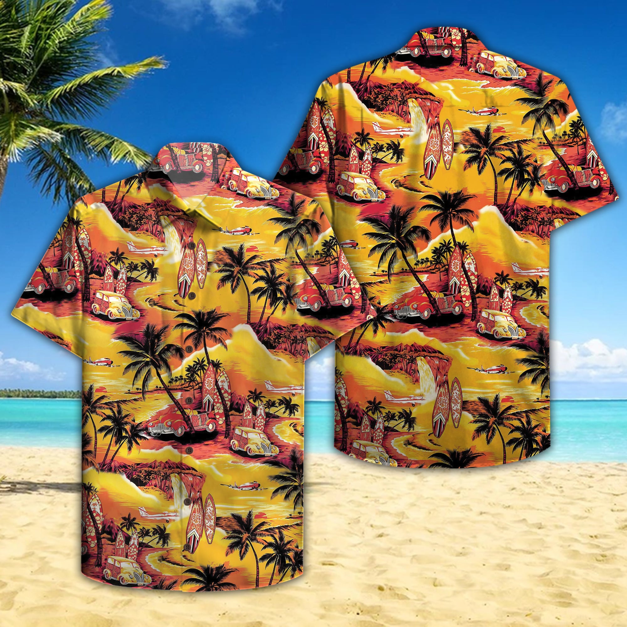 90S Orange And Yellow Hawaiian Sunset Hawaiian Shirt Pre10208 90S Orange And Yellow Hawaiian Sunset Hawaiian Shirt Pre10208
