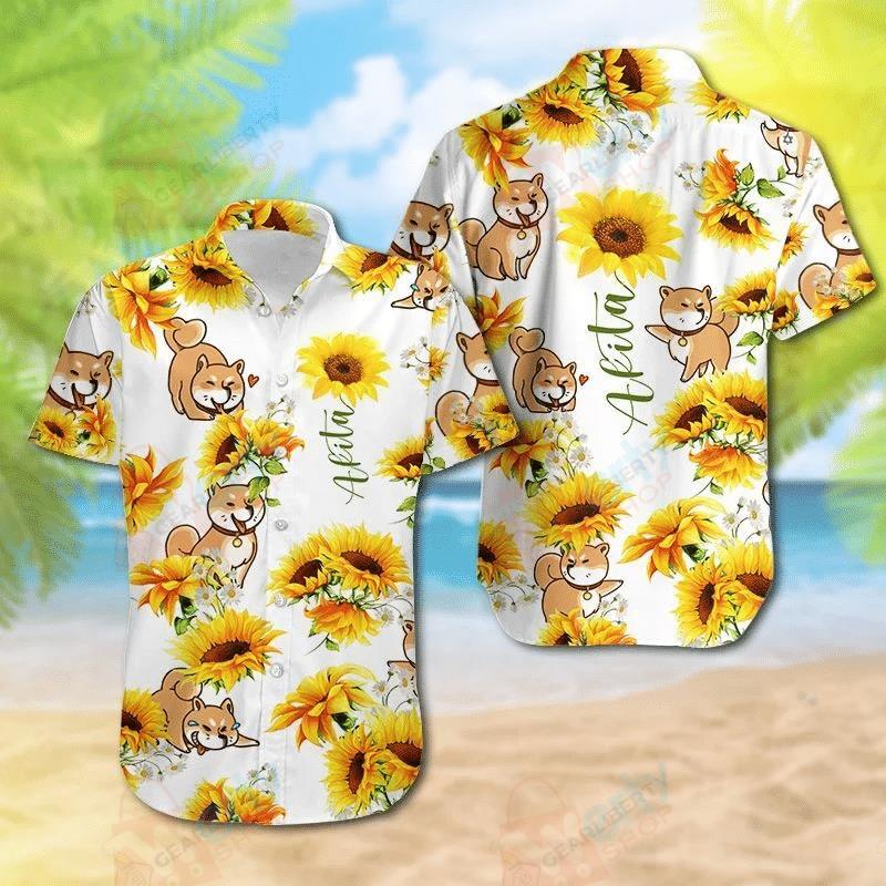 Akita Sunflower Hawaiian Shirt Pre13783 Akita Sunflower Hawaiian Shirt Pre13783