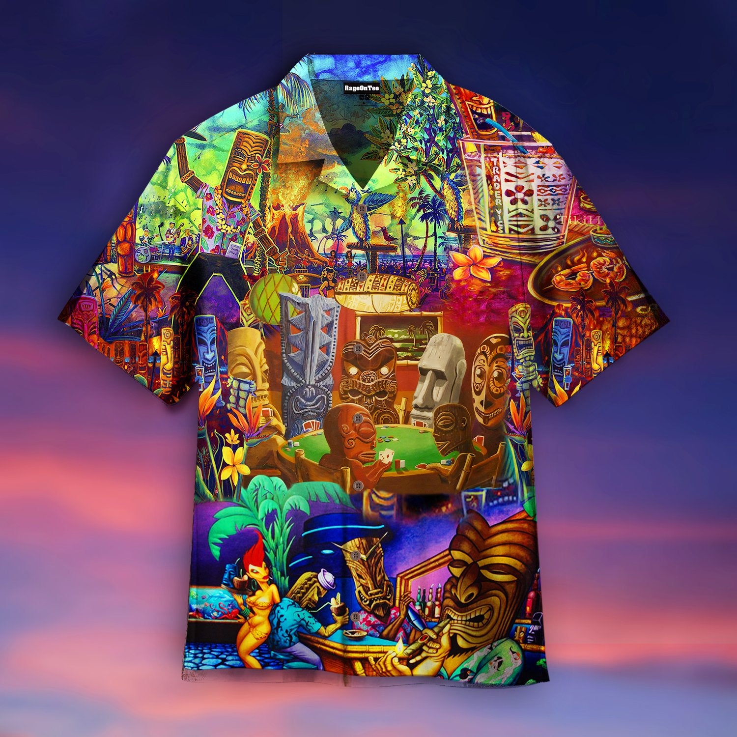 Aloha Tiki Playing Card Hawaiian Shirt Pre11016 Aloha Tiki Playing Card Hawaiian Shirt Pre11016