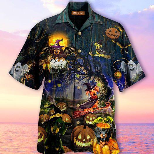Amazing Dachshund Halloween Hawaiian Shirt Pre11885 Amazing Dachshund Halloween Hawaiian Shirt Pre11885