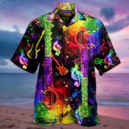 Amazing Rainbow Guitar Hawaiian Shirt Pre11636 Amazing Rainbow Guitar Hawaiian Shirt Pre11636