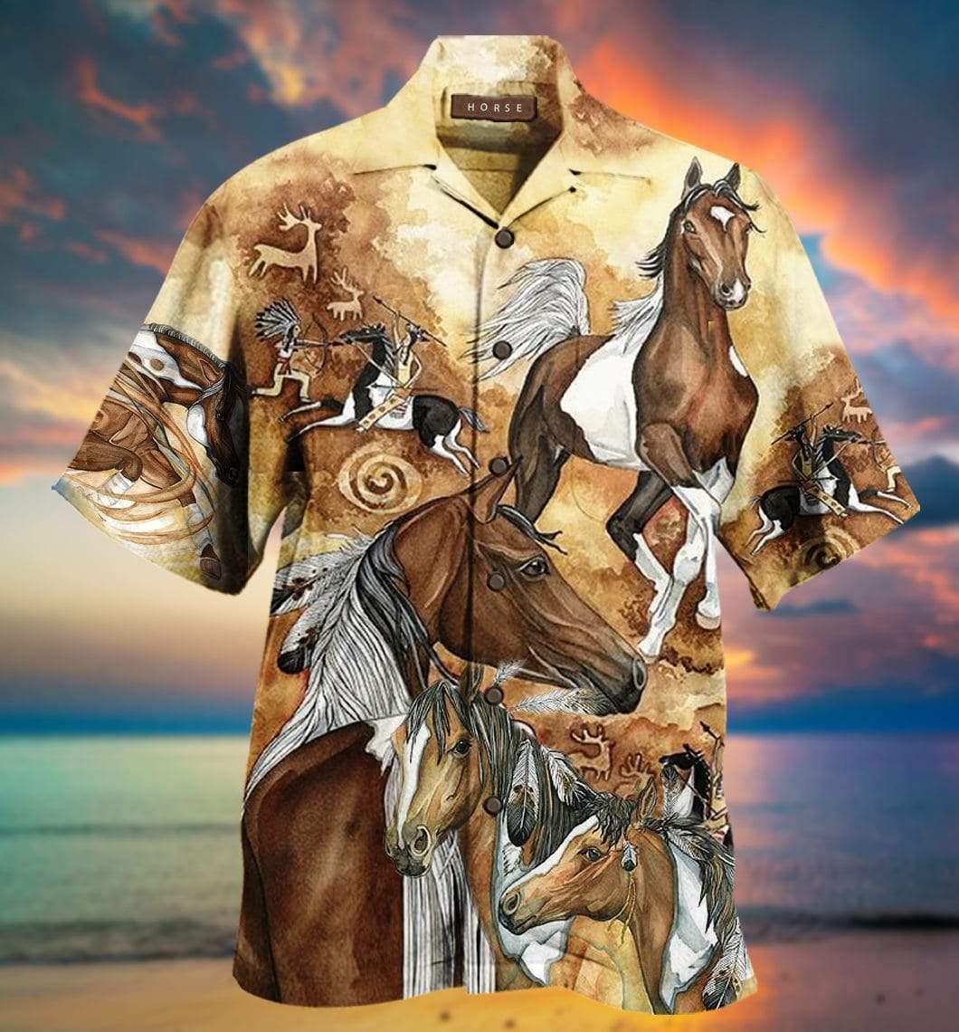 Amazing Strong Native Horse Unisex Hawaiian Shirt Pre13712 Amazing Strong Native Horse Unisex Hawaiian Shirt Pre13712