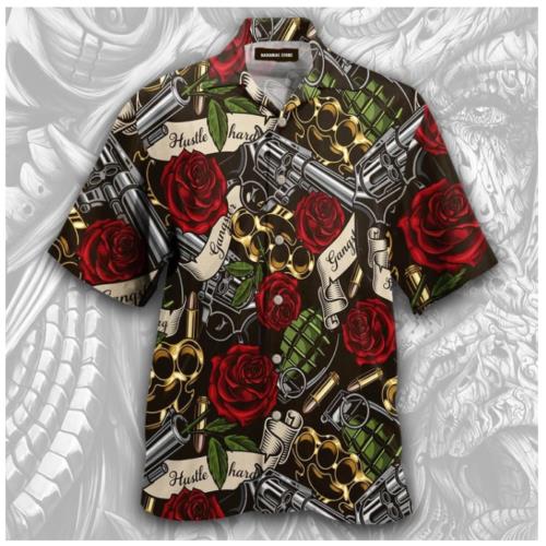 Amazing Tattoo Gun Gangster Rose Hawaiian Shirt Pre13689 Amazing Tattoo Gun Gangster Rose Hawaiian Shirt Pre13689