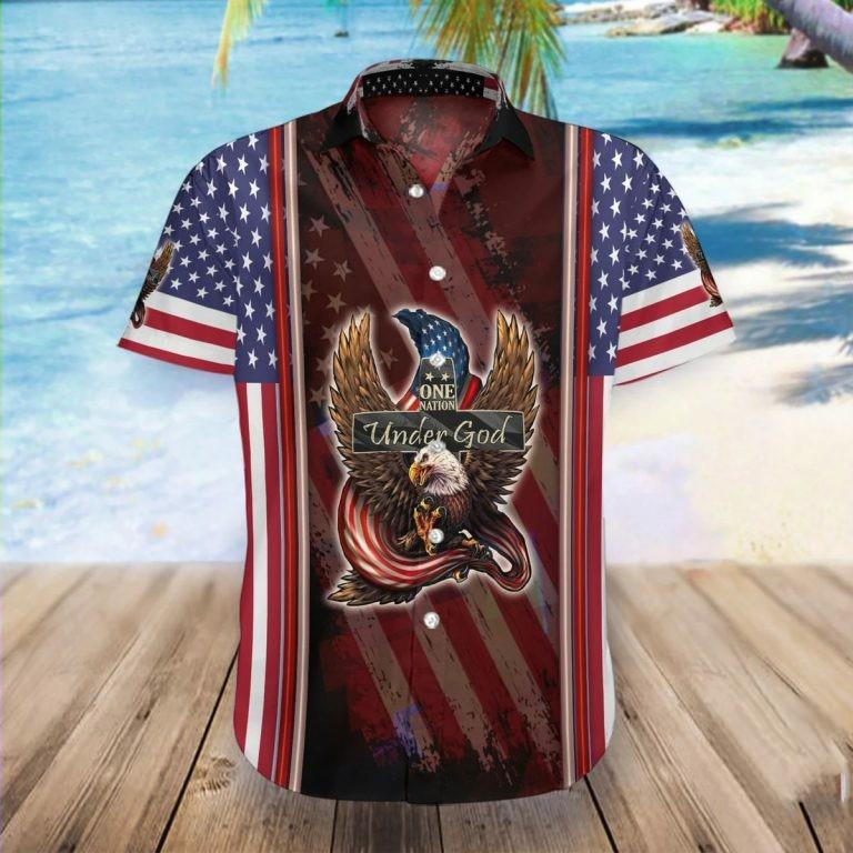 American Eagle One Nation Under God Hawaiian Shirt Pre11706