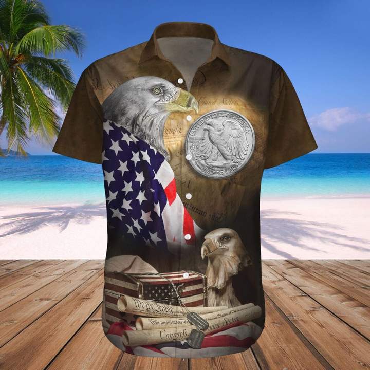 American Flag Eagle We The People Hawaiian Shirt Pre10393