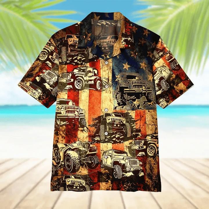 American Flag Jeep Hawaiian Shirt Pre10004