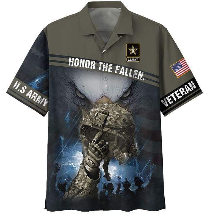 Army Helmet Honor The Fallen Us Hawaiian Shirt Pre11476