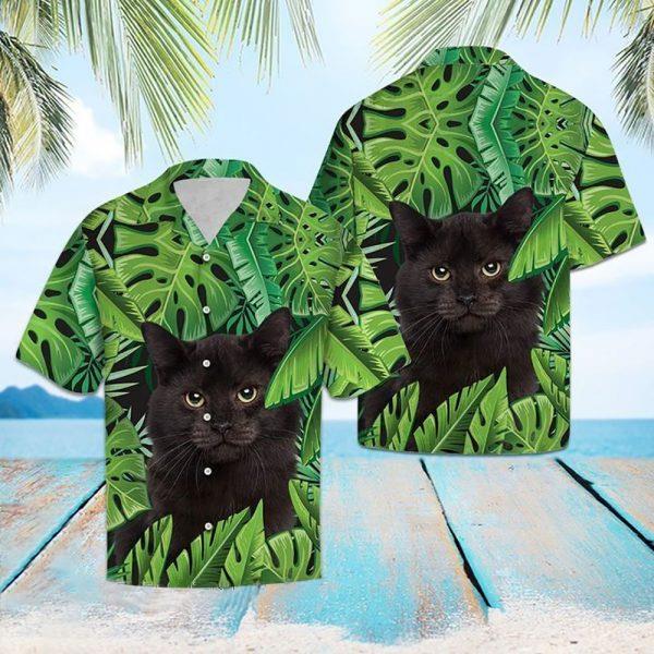 Beach Black Cat Tropical Hawaiian Shirt Pre10490 Beach Black Cat Tropical Hawaiian Shirt Pre10490