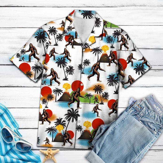 Bigfoot Camping Hawaiian Shirt Pre13502