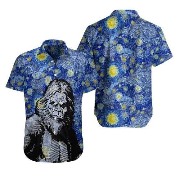 Bigfoot Starry Night Unisex Hawaiian Shirt Pre13535