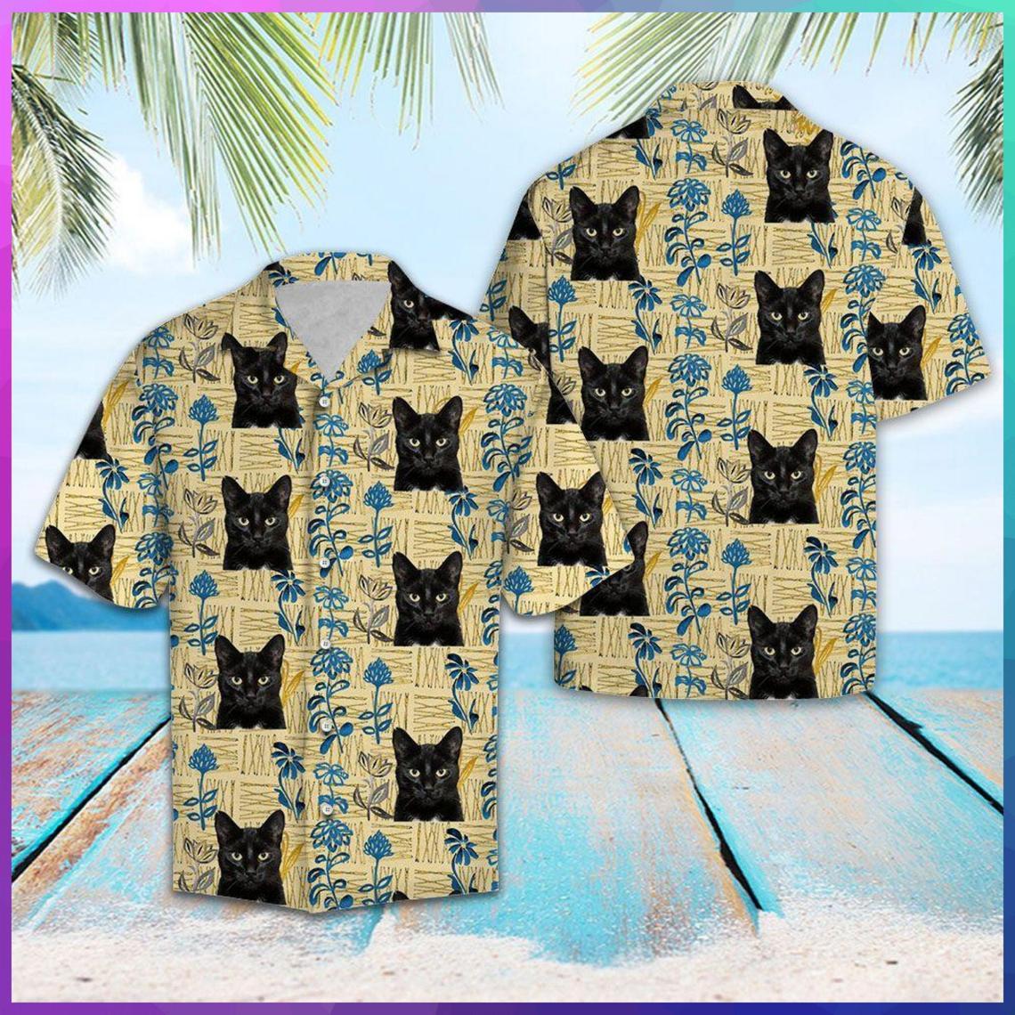 Black Cat Pattern Hawaiian Shirt Pre10902