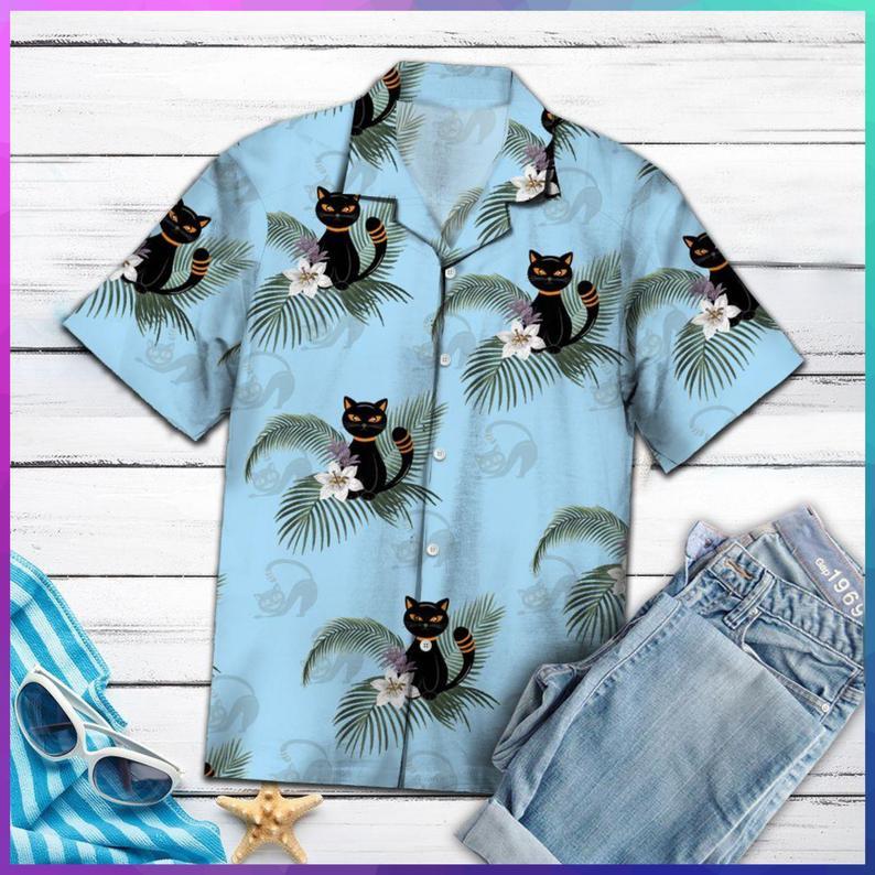 Black Cat Tropical Hawaiian Shirt Pre10894 Black Cat Tropical Hawaiian Shirt Pre10894