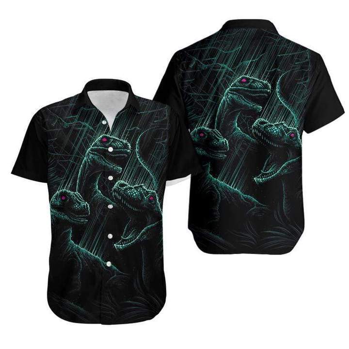 Black Cool Dinosaur Hawaiian Shirt Pre13500