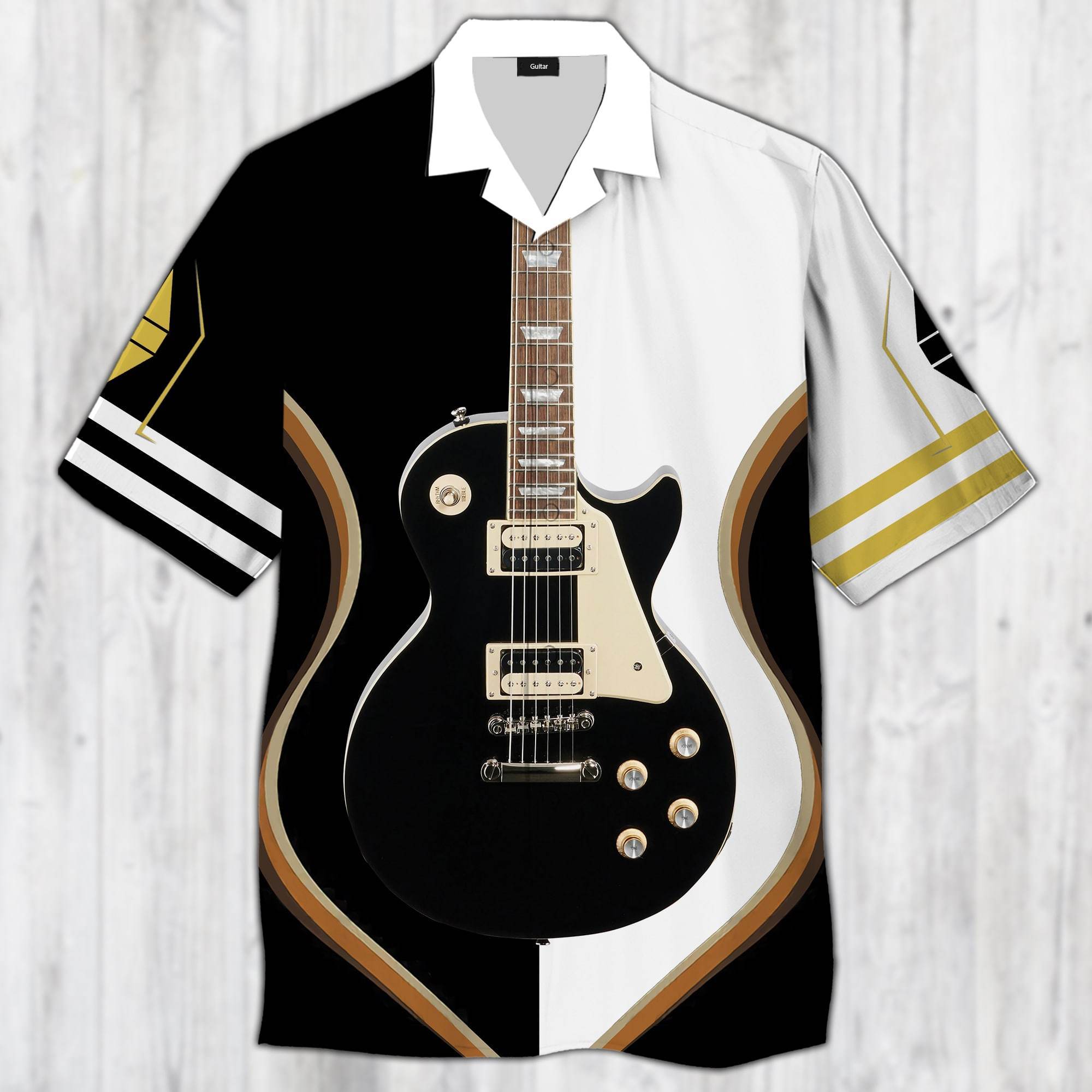 Black Electric Guitar Hawaiian Shirt Pre13514
