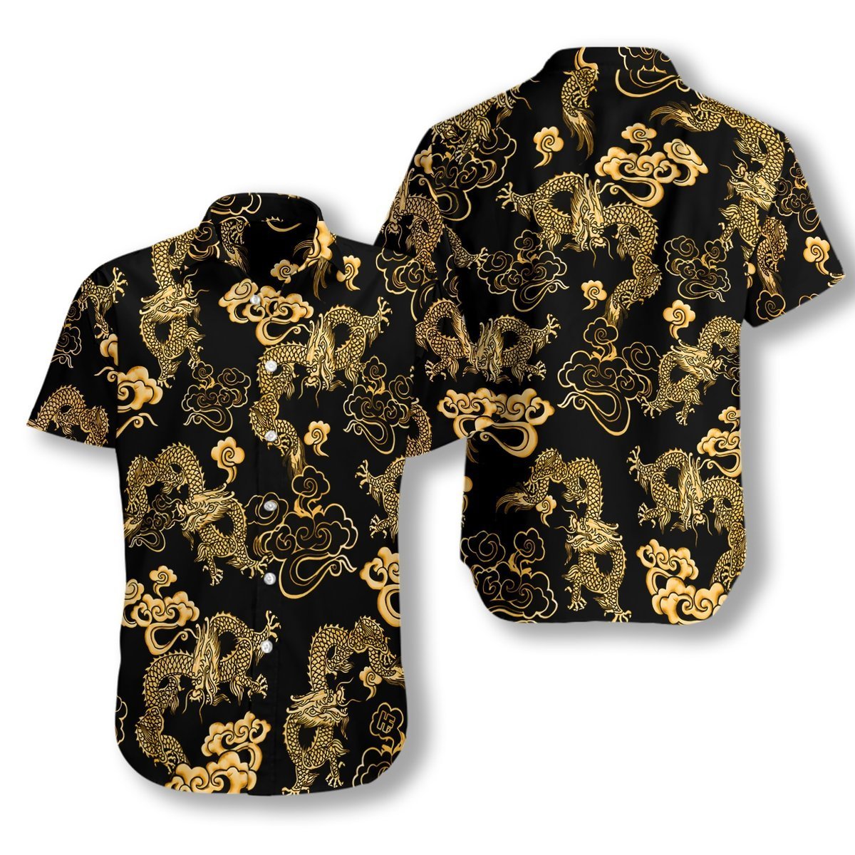 Black Gold Oriental Dragon Hawaiian Shirt Pre11559 Black Gold Oriental Dragon Hawaiian Shirt Pre11559