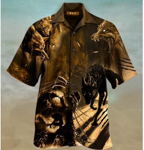 Black Wolf Hawaiian Shirt Pre13515