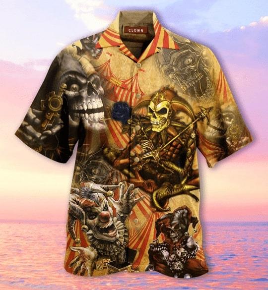 Blood A King In Heart Clown Skull Hawaiian Shirt Pre11695
