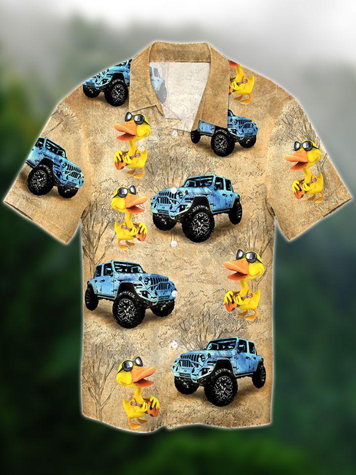 Blue Jeep With Funny Ducks Hawaiian Shirt Pre11268