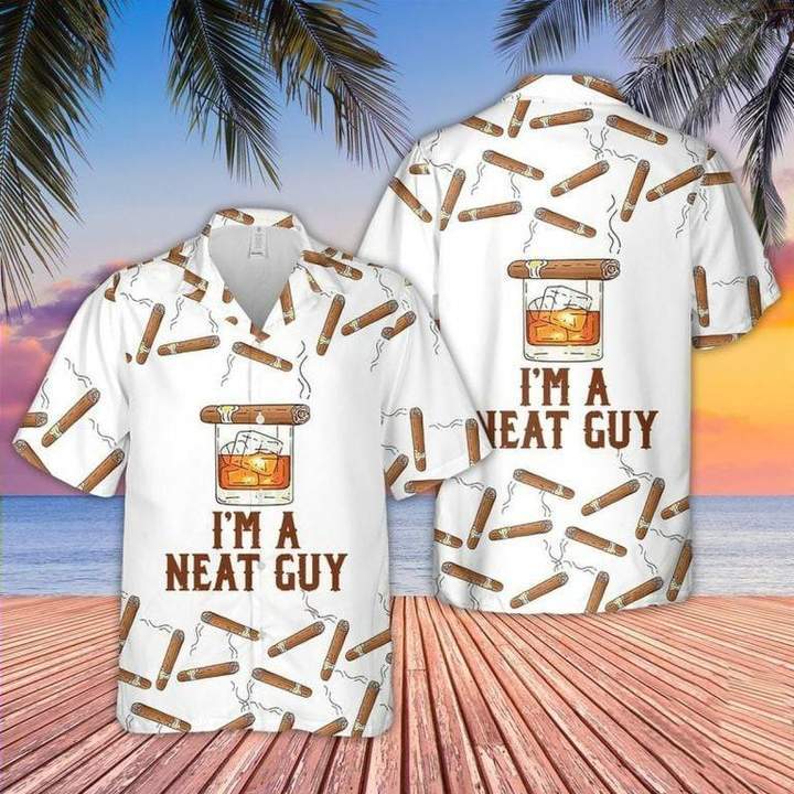 Bourbon Whiskey Cigars Im A Neat Guy Hawaiian Shirt Pre11320 Bourbon Whiskey Cigars Im A Neat Guy Hawaiian Shirt Pre11320