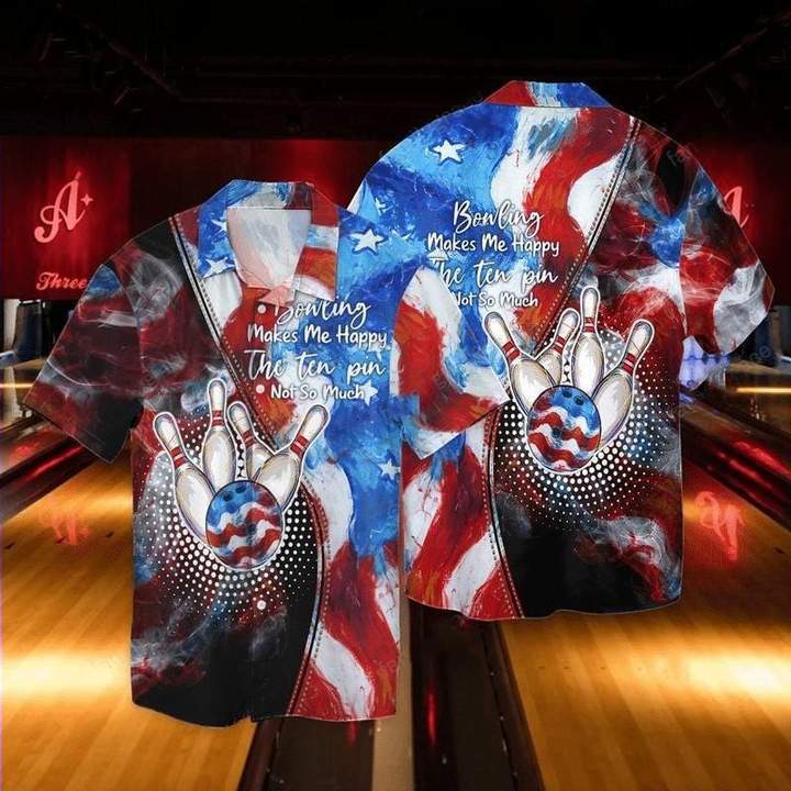 Bowling Makes Me Happy Hawaiian Shirt Pre10761